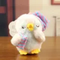 Cute cartoon penguin plush pendant soft stuffed doll toy with sleeping cap and pillow for bag - About 13cm / Pink