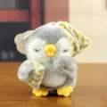 Cute sleeping penguin plush toy pendant with striped sleep cap and pillow, soft doll keychain. - About 13cm / Gray