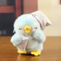 Cute blue penguin plush toy pendant with sleeping cap, soft stuffed doll bag charm gift. - About 13cm / Blue