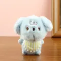 Blue plush bear doll pendant with yellow striped bib, cute cartoon stuffed toy for gifts. - Blue Poodle