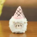 Süßes Eiscreme Plüschtier Schlüsselanhänger flauschiges weißes Tier Taschenanhänger Geschenk - Rosa / Etwa 12cm