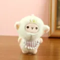 Cute White Sheep Plush Toy Pendant Fluffy Lamb Doll with Striped Bib Variant Design - White Sheep