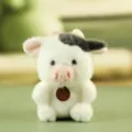 Cute plush cow doll with black patches and pink snout, soft stuffed animal toy pendant. - About 12cm / Dairy Cow