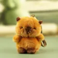 Fluffy plush animal keychain, cute brown doll bag pendant soft toy keyring ornament. - Capybara Style / 13cm
