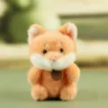 Cute orange plush doll keychain, soft stuffed animal toy with lovely white cheeks. - About 12cm / Fox