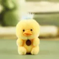 Fluffy yellow duck plush toy with blue hair tuft cute stuffed animal doll desktop companion - About 12cm / Duckling