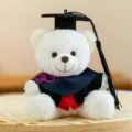 Abschluss Bär Plüschtier Puppe süßes akademisches Kleid Geschenk Maskottchen Detailansicht - 12cm Farbiges Seil / Weißer Bär mit schwarzem Quastenanhänger
