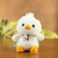 Cute white plush duck keychain stuffed animal toy with red checkered scarf for backpack bag. - Height About 14cm / White