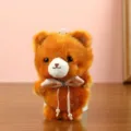 Plush Teddy Bear Keychain Cute Fluffy Toy Pendant Pink Bow Pearl Bag Charm Variant - 12cm / Brown