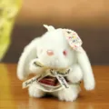 Cute plush rabbit pendant bag charm lolita skirt white furry toy key ring accessory - Red Skirt Style