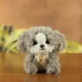 Cute puppy plush toy with soft gray white fur and paw pendant, perfect for kids room decor. - 11cm / Gray