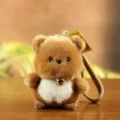 Cute plush animal pendant keychain doll fluffy brown toy bag accessory sweet gift item - About 11cm / Teddy Bear