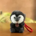 Cute plush penguin keychain with red strap, soft stuffed animal bag charm pendant. - Penguin / About 12cm