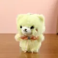 Cute plush teddy bear pendant bag charm, soft stuffed animal keychain for women and girls. - 12cm / Beige
