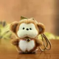 Leuke pluche aap hanger sleutelhanger, zachte knuffel dier tas charm met kleine bel en draagriem. - Ongeveer 11cm / Aap