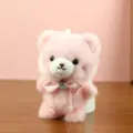 Llavero de osito de peluche rosa bonito juguete de peluche esponjoso accesorio - 12cm / Rosa