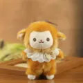 Simpatico ciondolo peluche pecora gialla, morbida bambola agnello portachiavi per zaino e borsa. - Circa 13cm / Marrone