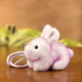 Leuke roze en witte pluche konijn knuffel hanger sleutelhanger zachte pop voor kinderen - Ongeveer 10cm / Paars