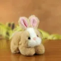 Cute plush rabbit toy keychain, brown and white fluffy stuffed animal pendant for bags. - Height Approx 12cm / Brown