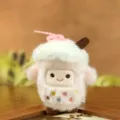 Cute boba milk tea plush toy pendant, soft stuffed doll bag charm keychain for daily use. - About 12cm / Pink