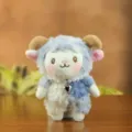 Süßes blau-weißes Schaf Plüschtier mit Perlenherz-Halskette, weiche Stofftier Puppe Schlüsselbund. - Ca. 15cm / Blau und Weiß Colorblock