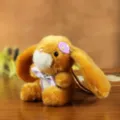 Lindo conejo de peluche colgante muñeca llavero para niñas bolso adorno regalo genial - Estilo con Accesorio Morado / Marrón
