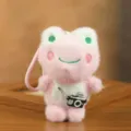Lindo colgante de peluche de rana rosa con mini accesorio de cámara llavero de bolso para niñas. - Rosa / Aproximadamente 15cm