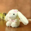 Lindo conejo blanco peluche llavero suave muñeca de conejo colgante de bolsa para regalo niños - Estilo con Accesorio Rosa / Beige