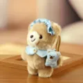 Bonito llavero de oso de peluche suave colgante de bolso tierno juguete para mujeres - Estilo A Marrón / Aproximadamente 15cm