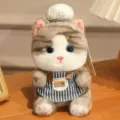 Simatico gatto di peluche portachiavi zaino ciondolo morbida bambola regalo bambino. - Ciondolo Peluche Gattino / Circa 18cm Autorizzato / Strisce Grigie