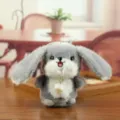 Cute grey rabbit plush pendant with necklace, soft big ear stuffed animal doll for gifts. - About 12cm / Gray