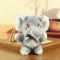 Cute plush elephant keychain pendant, soft stuffed animal bag charm for kids and women - About 15cm / Gray