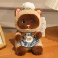 Simpatico gatto chef peluche bambola soffice gattino portachiavi zaino ciondolo regalo - Ciondolo Peluche Gattino / Circa 18cm Autorizzato / Marrone