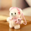 Lindo llavero de peluche oso rosa colgante mochila esponjoso juguete kawaii adorable - A Rosa / Aproximadamente 15cm