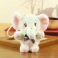 Cute plush elephant keychain bag charm in white and pink with a lovely polka dot bow tie. - About 15cm / White