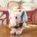 Süßer rosa Elefant Plüschtier Puppe Schlüsselanhänger Tasche Anhänger mit Schleife Ohren. - Rosa