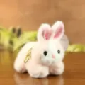 Cute pink plush rabbit toy keychain simulation bunny doll lovely fluffy bag pendant charm accessory - Height Approx 12cm / Pink