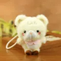 Cream-colored cute bear plush toy pendant, soft stuffed animal doll gift cute key chain - Yellow / About 12cm