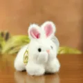 Fluffy white plush rabbit keychain cute bunny doll with pink ears for bag charm gift. - Height Approx 12cm / White