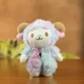Plüsch Schaf Schlüsselanhänger Tasche Anhänger, rosa blaue Stofftier mit Perlenherz. - Ca. 15cm / Zweifarbiges Lila