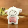 Süßes weiches Schaf Plüschtier Schlüsselanhänger mit rosa Pünktchen Schürze Kuscheltier. - Weißes Lamm / Etwa 11cm