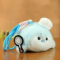 Cute chef sea otter plush pendant fluffy stuffed toy doll bag hanging ornament keychain - Blue / About 12cm