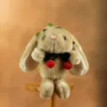 Niedlicher Kirsch-Hase Plüschtier Anhänger, weiche Stofftier Puppe Schlüsselanhänger für Tasche. - Braun