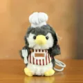 Süßer Chef Pinguin Plüschtier Stoffpuppe mit Schürze und Mütze als Kindergeburtstagsgeschenk - LULU Pinguin / Ca. 15cm