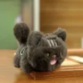 Dark grey cat plush keychain cute fluffy animal bag pendant soft toy gift for children - 8cm / Gray