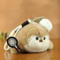 Cute chef sea otter plush toy keychain, fluffy stuffed animal bag pendant with frying pan. - Brown / About 12cm