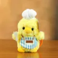 Süßes gelbes Küken Plüschtier mit Kochmütze und Schürze, weiche Plüschpuppe Anhänger. - LULU Küken / Ca. 15cm