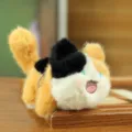 Cute calico cat plush toy keychain, fluffy kitten pendant for backpack, cute gift. - 8cm / Yellow