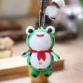 Peluche rana llavero lindo dibujos animados animal bolso colgante de muñeca suave accesorio - Piernas Cortas Bufanda Roja / 8-12cm