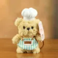 Süßer Koch Bär Plüschtier mit gestreifter Schürze und Mütze, weiche Kuscheltier Puppe Geschenk. - LULU Bär / Ca. 15cm